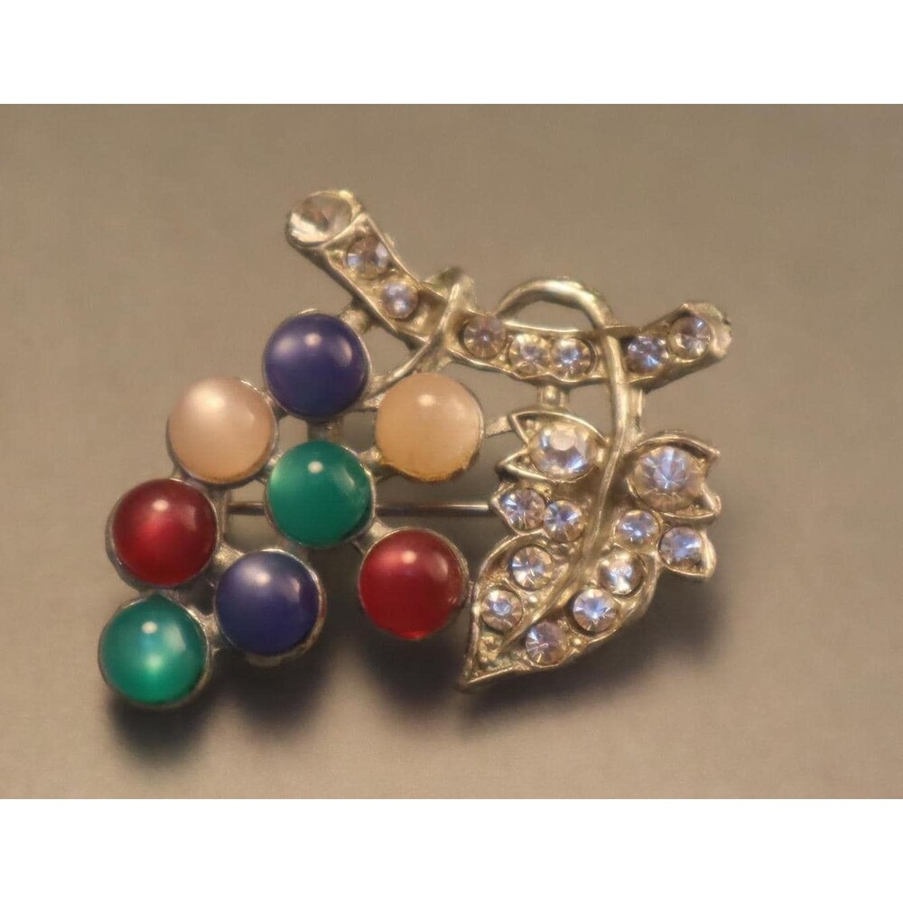 Lucite Grapes Brooch Moonglow Jewel Tones